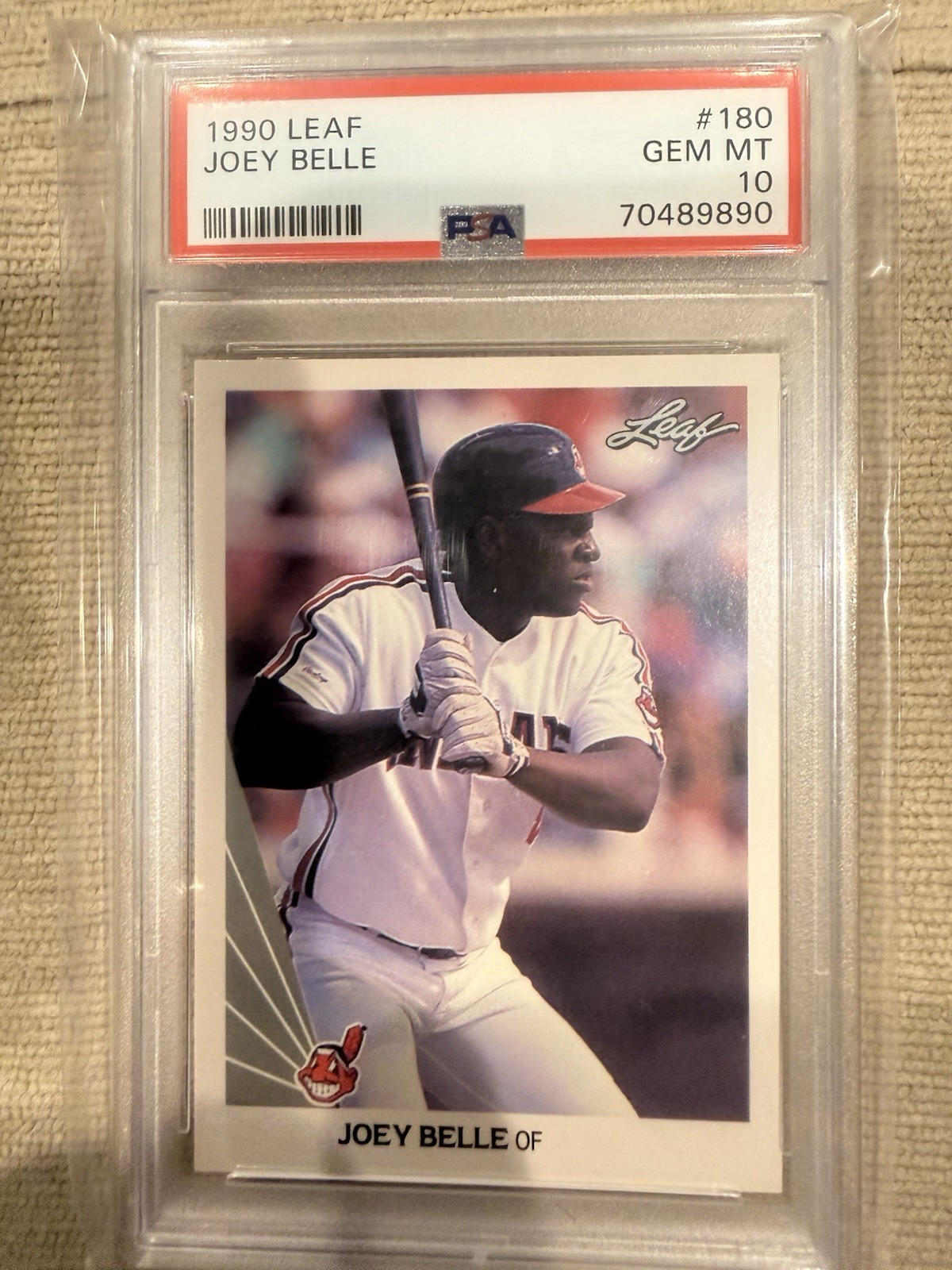 Joey Belle #180 Baseball Cards 1990 Leaf trading card — raw and PSA graded price guide
