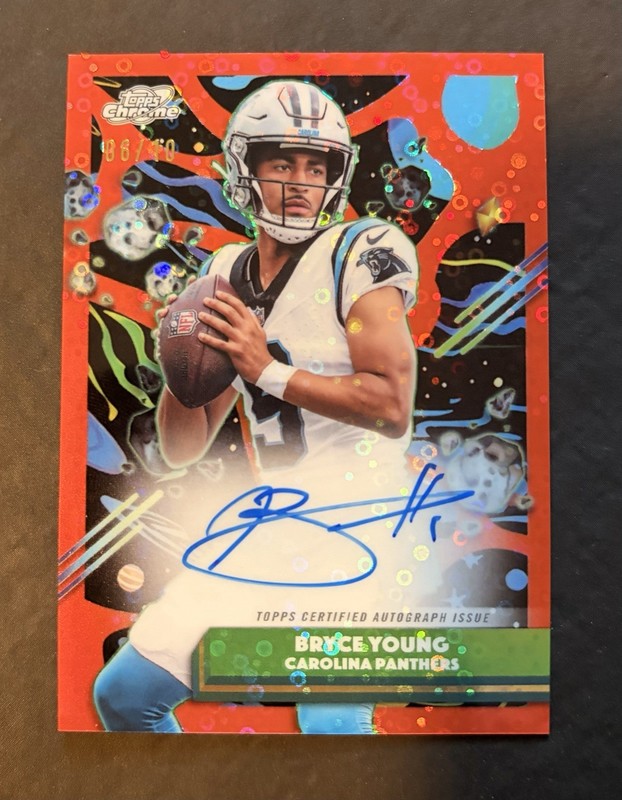 2025 BRYCE YOUNG TOPPS CHROME CERTIFIED RED LUNAR AUTO /10