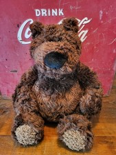 Vtg GUND AXL 2478 Shaggy Chocolate Dark Brown Bear w/ Big Nose Plush 15"  RARE