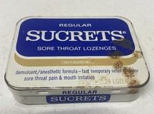 Vintage "SUCRETS" Sore Throat Lozenges EMPTY metal tin Made In USA - AS IS