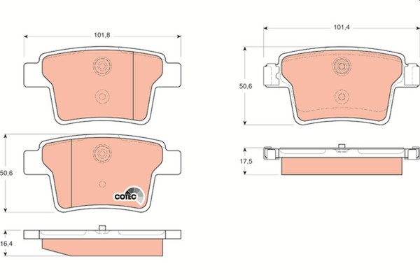 1X TRW GDB1665 Bremsbelagsatz Scheibenbremse FüR Ford Jaguar Ford USA-image