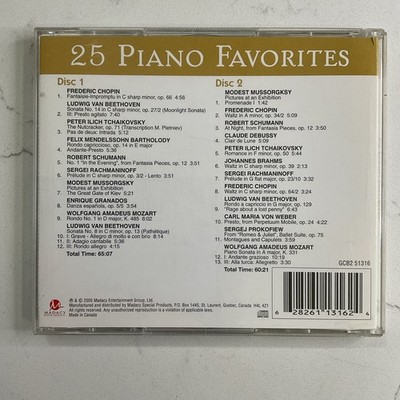 25 Piano Favorites 2 CD Set Golden Clasics Beethoven Chopin Mozart