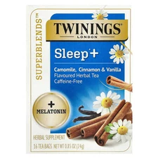 Sleep+ with Melatonin Herbal Tea, Camomile, Cinnamon & Vanilla, Caffeine Free,
