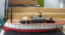 Ernst Plank Dampfschiff aus Blech mit Dampfmaschine 78cm  "Gebraucht"(621)