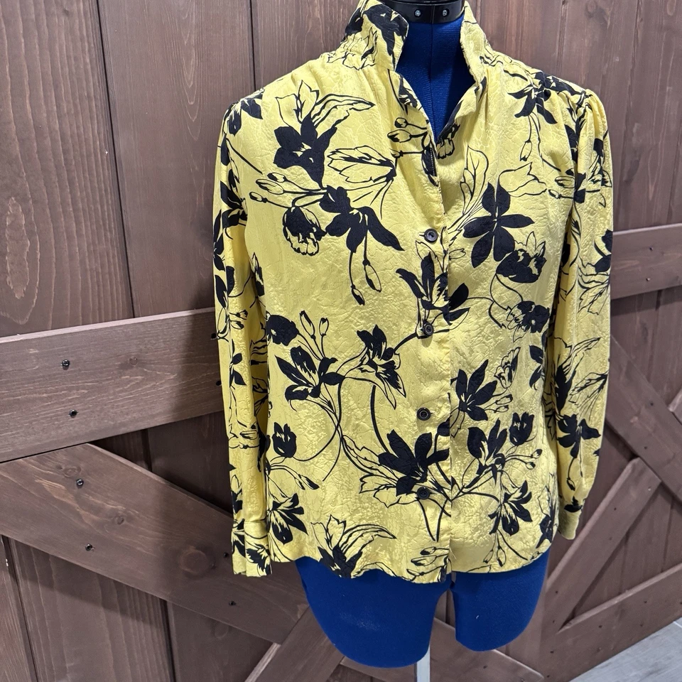 Blusa Mujer De Colección Años 70 80’s Talla Grande Amarilla Negra Icónica Divertida Foto 4 de 4