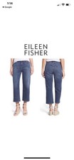 Eileen Fisher Magin Straight Leg Sz 6 Cropped Jeans Organic Cotton Stretch EUC