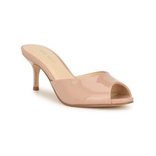 Women's Nine West Luvlie Kitten Heel Dress Sandals Light Natural Patent