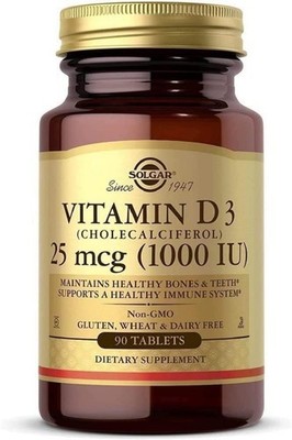 SOLGAR Vitamin D3 1000 IU - 90 Tablets EXP 01/27