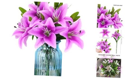 Artificial Tiger Lily Latex Real Touch Flower Home Wedding Party Purple