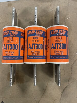 Lot Of (3)Amp-Trap 2000, SmartSpot AJT300 Fuses, 300 A, 600 VAC/500 VDC, J
