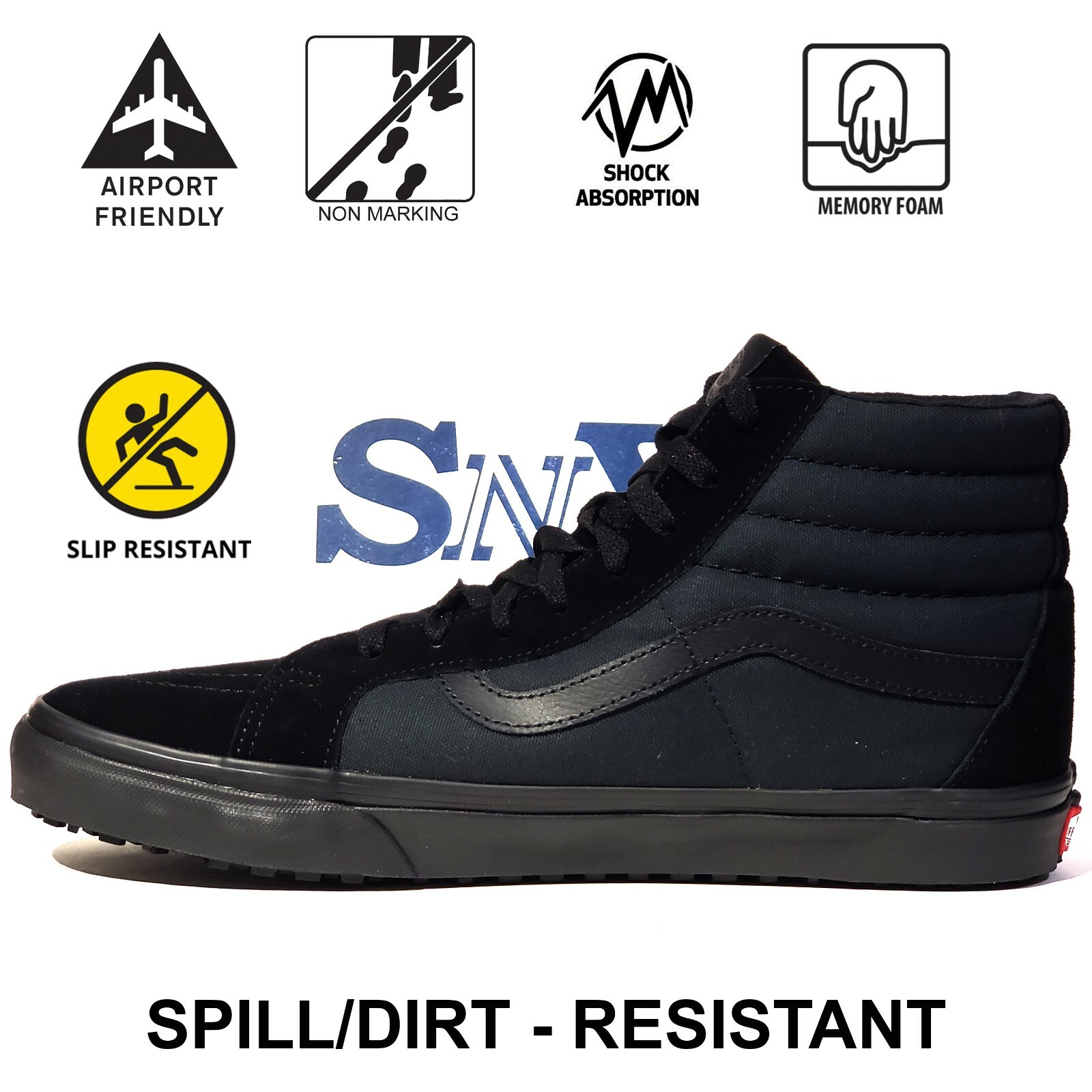 VANS Men's Black Suede/Canvas SK8-Hi Slip Resistant Work Service Skating Shoes | eBay VANS Men's Black Suede/Canvas SK8-Hi Slip Resistant Work Service Skating Shoes | eBay