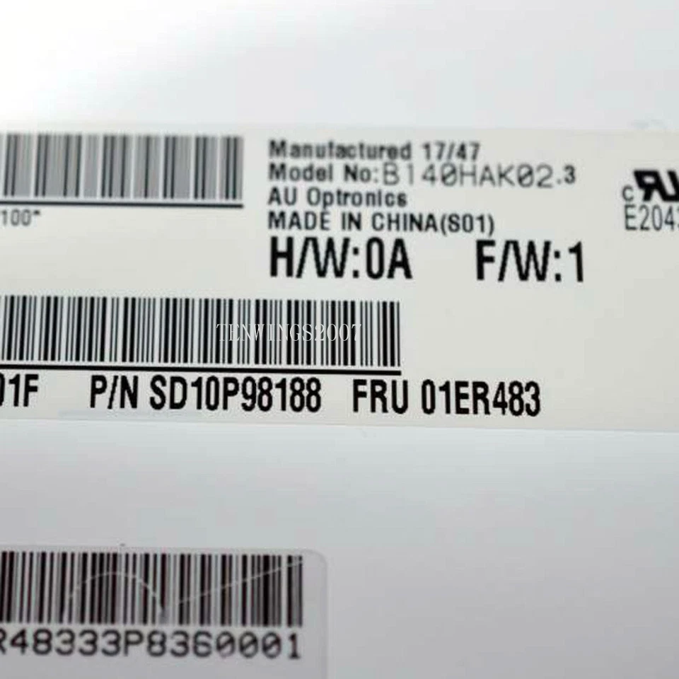 14.0" FHD IPS Touch laptop LCD Screen for Lenovo thinkpad X1 CARBON 7th Gen 20QD - Image 2 of 2