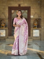 Indian Designer Ready made Bollywood Bridal Silk Saree Blouse South Ethnic Sari