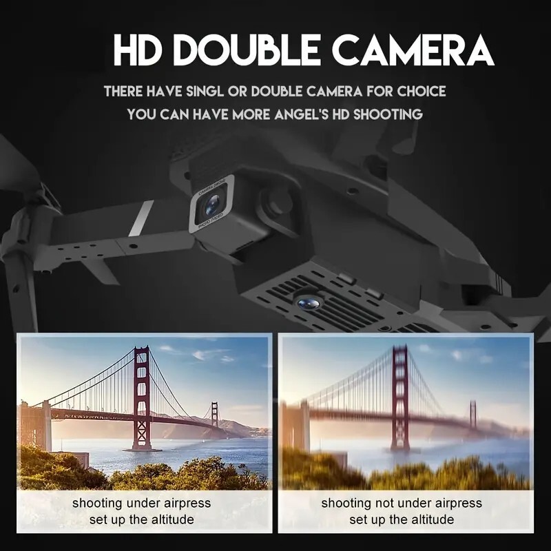 E88 Pro 4K Dual Camera Drone RC Fordable HD Wide Angle WIFI FPV ...