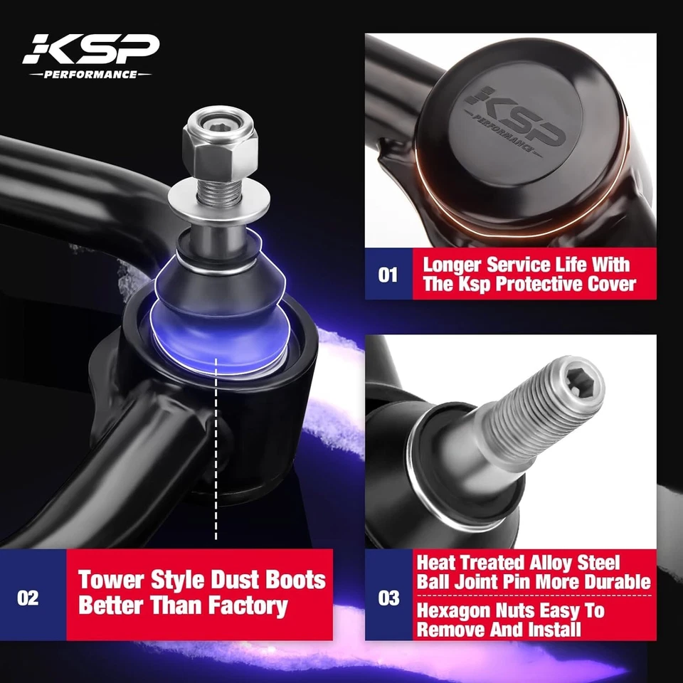 KSP 2pcs 2-4" Lift Front Upper Control Arm for 2004-2020 Ford F150 F-150 2WD 4WD - Image 2 of 4