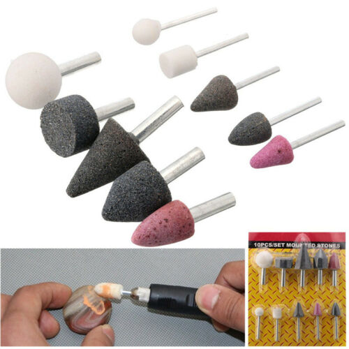 Mounted Stone Point Abrasive Grinding Wheels Bit Set for Dremel Rotary Tool - Foto 1 di 18