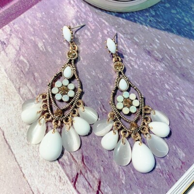 Korean Style Vintage Water Drop Long Tassel Dangle Earrings
