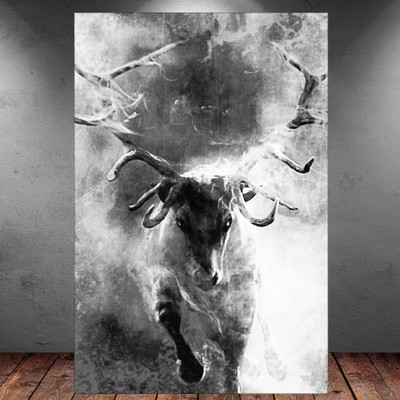 LEINWAND BILD ER XXL POP ART HIRSCH KOPF GEWEIH ABSTRAKT WAND POSTER 
