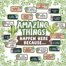 Decorably 53 Pcs Cactus Bulletin Board Decorations Set with Borders - Cactus ...