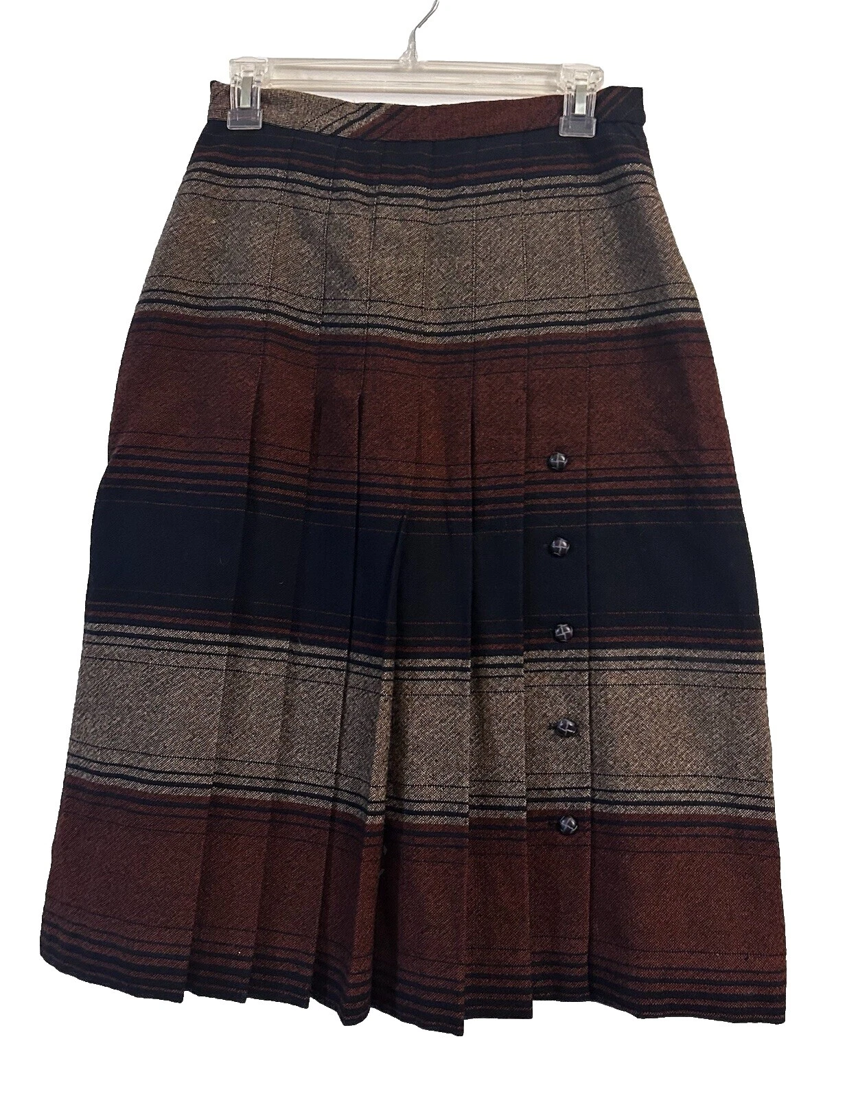 Wool Pleated Striped Skirts for Women