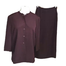 Reno Rowan Classy Vintage Blazer & Skirt Outfit Suit Set ~ Sz 10 ~ Dark Mauve