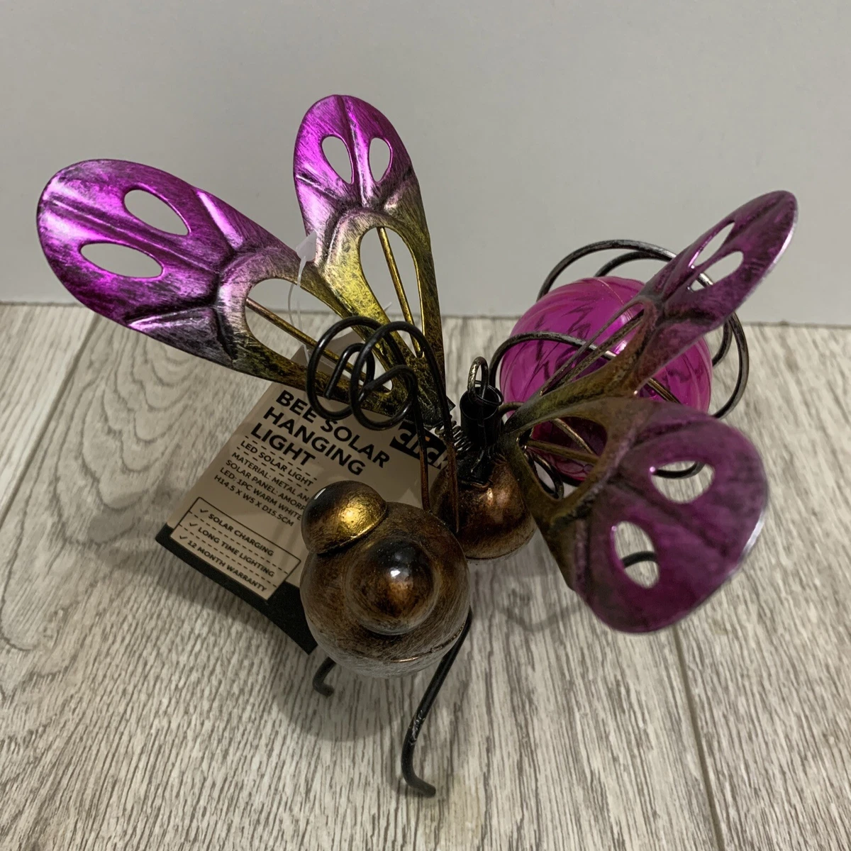 Metal bee solar sale lights