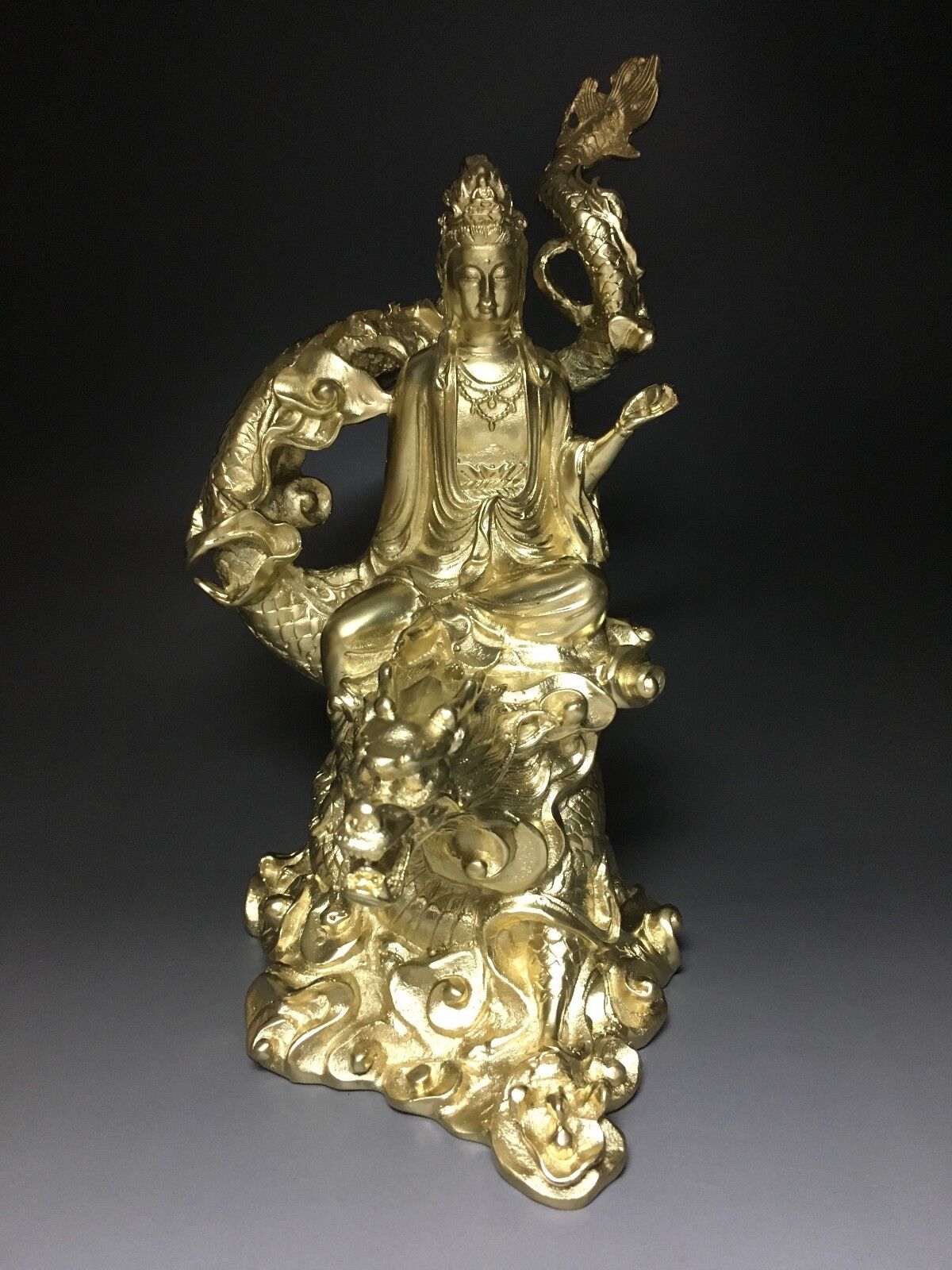 Japanese Japan,Copper plating Buddha statue  Kannon Bodhisattva