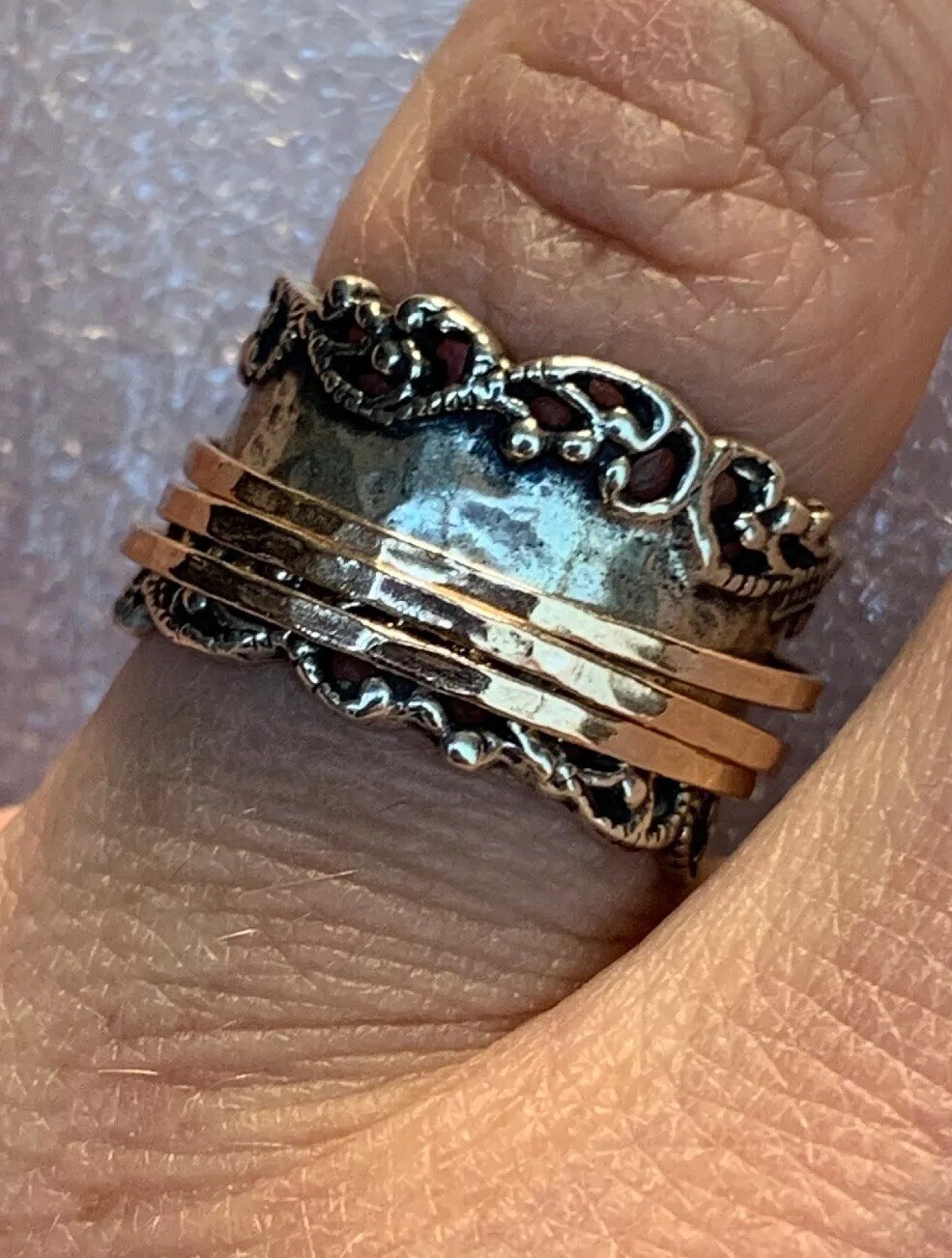 NWOT OR PAZ STERLING SILVER 925 LACE DESIGN SPINNER RING SZ MADE