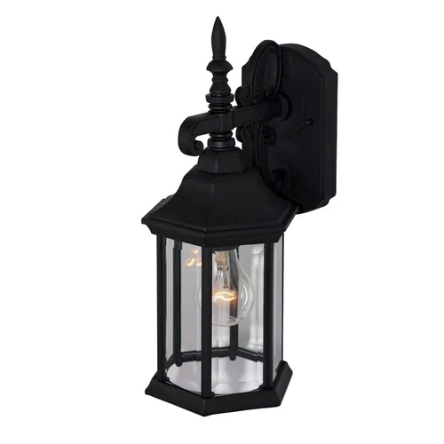 14 Inch Black Outdoor Lantern Sconce Elegant Wall Light Fixture for Entryway - Picture 9 of 11