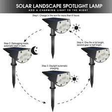 4PK LED Solar Light Spotlight Outdoor Garden Landscape Pathway Lawn Lamp