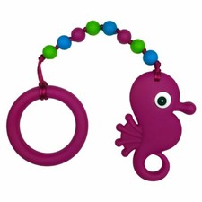 Nummy Beads Magenta Seahorse with Ring Baby Teether Toy