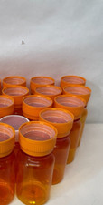 Lot of 11 Empty Amber Medicine Pill Vials Bottles Lid Storage Crafts Fishing Toy