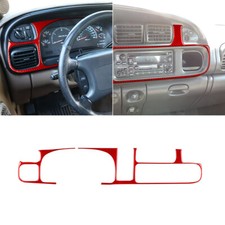Cubierta roja del panel del tablero de instrumentos de la consola central de fibra de carbono para Dodge RAM 1500 1998-02