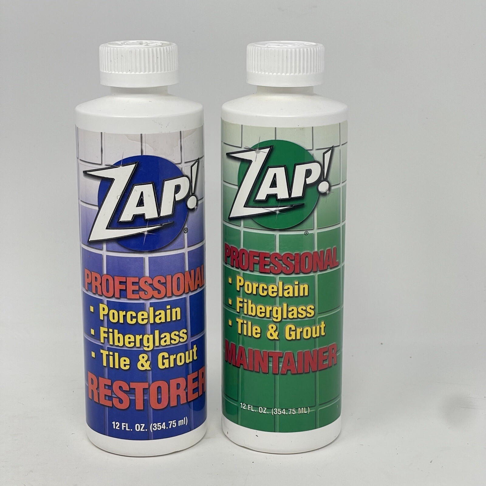 ZAP! Professional Tile Grout Cleaner Restorer Maintainer 12 oz Lot of 2