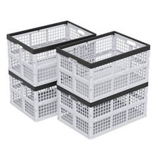 2/3/4-Packs 42 Liters Plastic Milk Storage Crate Heavy Duty Stackable Baskets