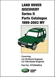 Land Rover Discovery Series II Parts Catalogue 1999-2003 MY book paper