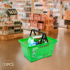 12PCS 18L Mesh Shopping Baskets with Handles Plastic Shopping Basket Portable