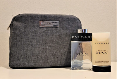 ★BVLGARI★ケース Set BVLGARI MAN 3.4oz Edt + 2.5 oz shower gel + Toiletry bag