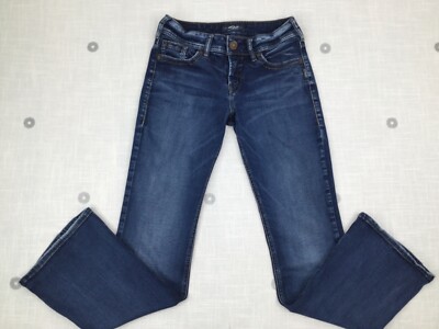 Silver Suki Bootcut Blue Stretch Denim Distressed Jeans Womens Sz 28x31''