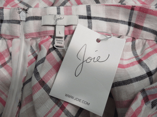 NWT Joie Kaylea Skirt Brand New Plaid 100% Linen Pockets Size L Large NEW - Picture 4 of 4