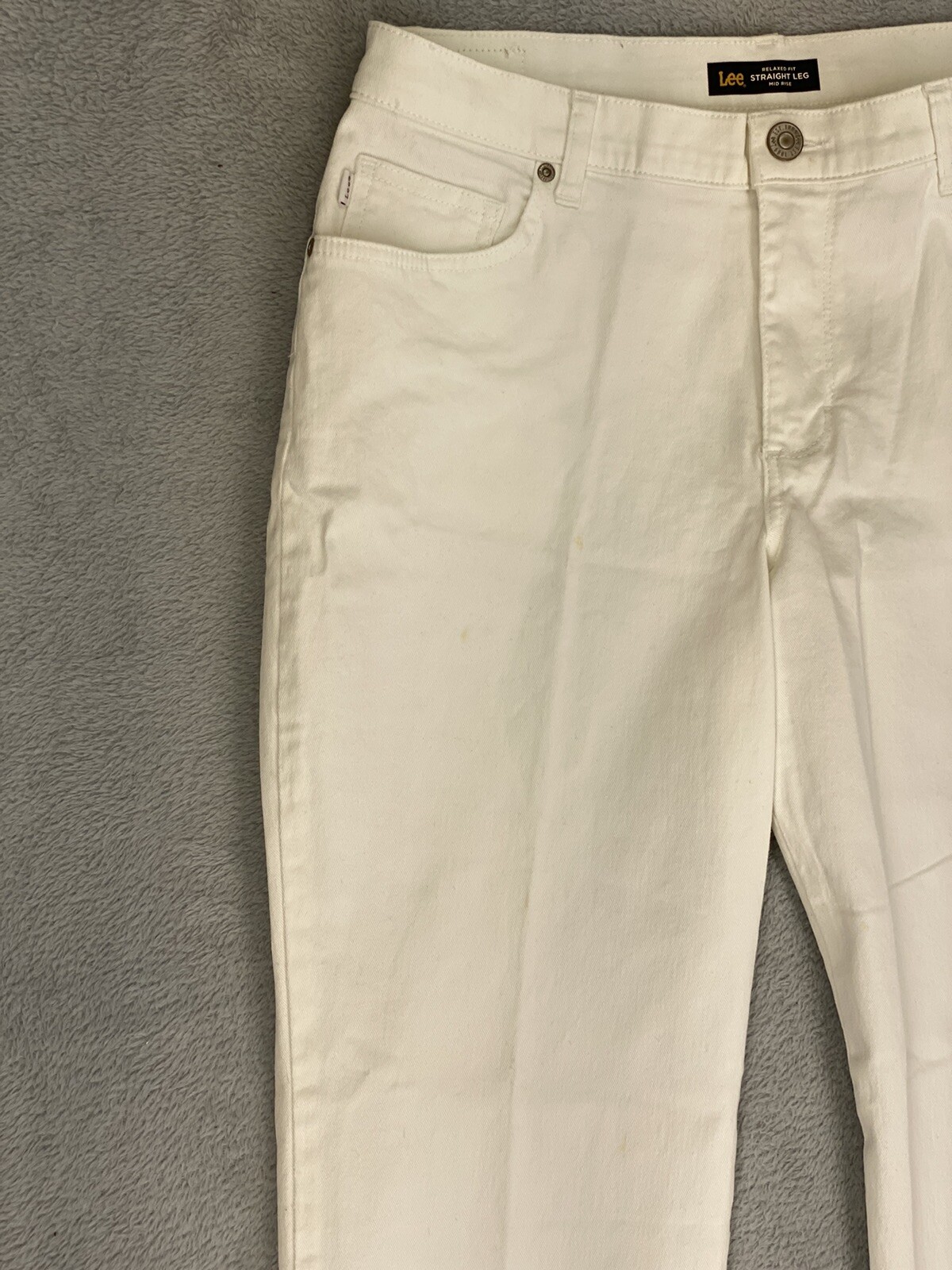 LEE Womens RELAXED FIT Straight Leg MID RISE White Denim Jeans Size 12 Short eBay