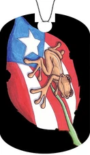 Puerto Rico Flag Adult Dog Tag Chain Necklace Boricua Leaf Version #2