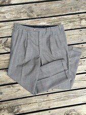 Vtg 90s Pleated Houndstooth Trousers Pants Sz 35x30 Plaid Tweed Straight Leg