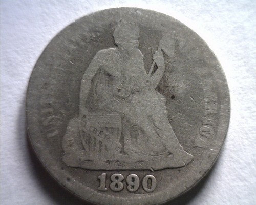 1890 SEDUTO LIBERTY DIME BUONA G MONETA ORIGINALE DA BOBS MONETE SPEDIZIONE VELOCE - Foto 1 di 2