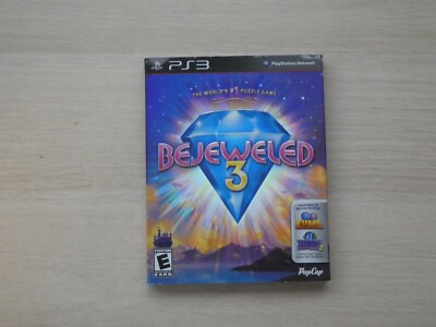 Bejeweled 3 Sony PS3 2011 Brand New Sealed with Slipcover Zume & Feeding Frenzy