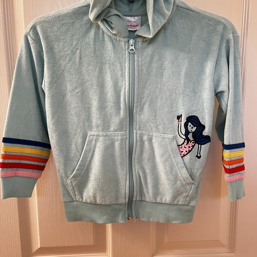 Hanna Andersson Mermaid Dolphin Rainbow Applique Terry Hoodie Girls SZ 110 US 5 - Picture 3 of 14