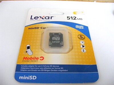 512MB Mini SD Card ( 512 MB MiniSD Karte ) + Adapter LEXAR Neu