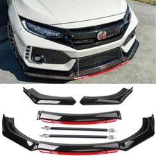 Front Bumper Lip Red Layer Splitter Spoiler Strut Rods/ For Honda Civic