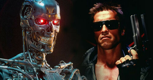 La película de Terminator llevaba el póster de cinta VHS de los 80 45 camisetas de hombre de diapositiva larga - Imagen 2 de 3
