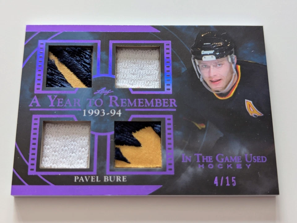🔥#/15 PAVEL BURE QUAD RELIC 2020-21 LEAF IN THE GAME USED A YEAR 2 REMEMBER ITG - Image 2 of 4